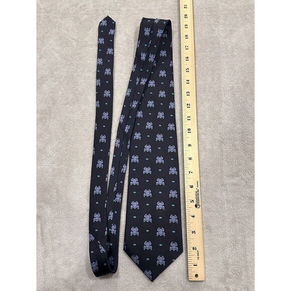 Magenta Brand Geometric Frog Design Black Green 100% Silk Tie Canada - Picture 6 of 7
